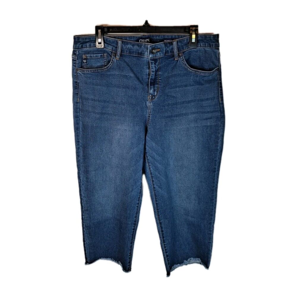 Chaps Women's Mid-Rise Denim Capri Pants Size 16/33 (34"×20.5") Blue Stretch